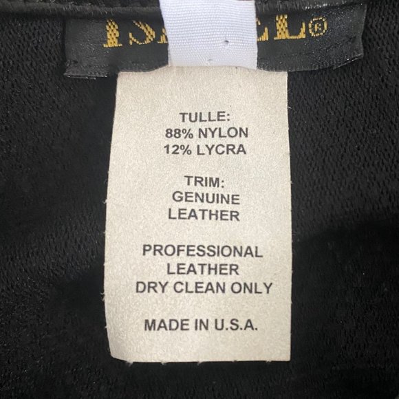 Isabel Leather & Mesh Button-Up Blouse Womens Medium Black Abstract Panel Top - Picture 12 of 14